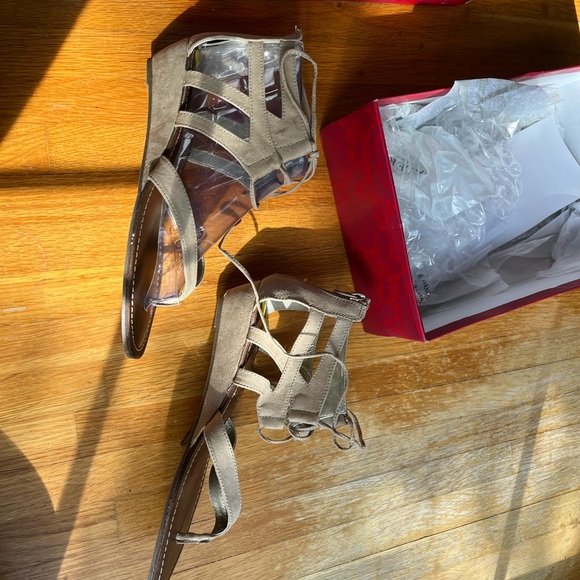 Womens Carlos by Carlos Santana Lacey Lace Up Wedge Sandals - Brulee - Picture 9 of 16